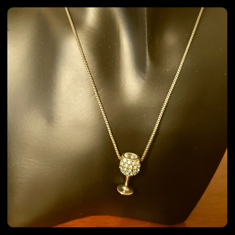 Jeweled wine glass necklace
